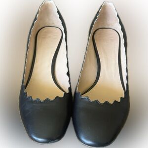 Chloe Leather Scalloped Accent Pumps